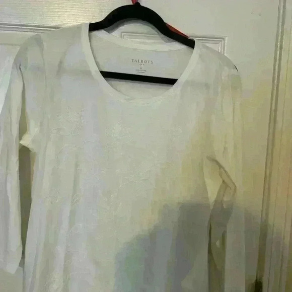 Talbots Tops - Talbots size medium white floral beaded top